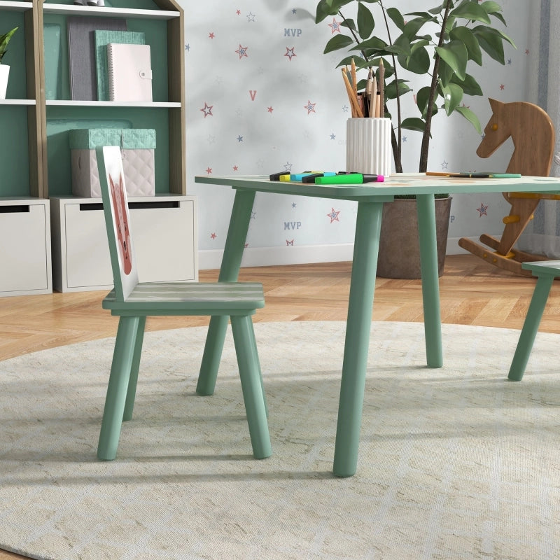 Tavolino per bambini con 2 sedie, set da salotto per bambini con 1 tavolo e 2 sedie, simpatico motivo animali, set per bambini dai 3 agli 8 anni,