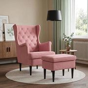 Poltrona con Ottomano 2 pz Rosa Velluto 3418822