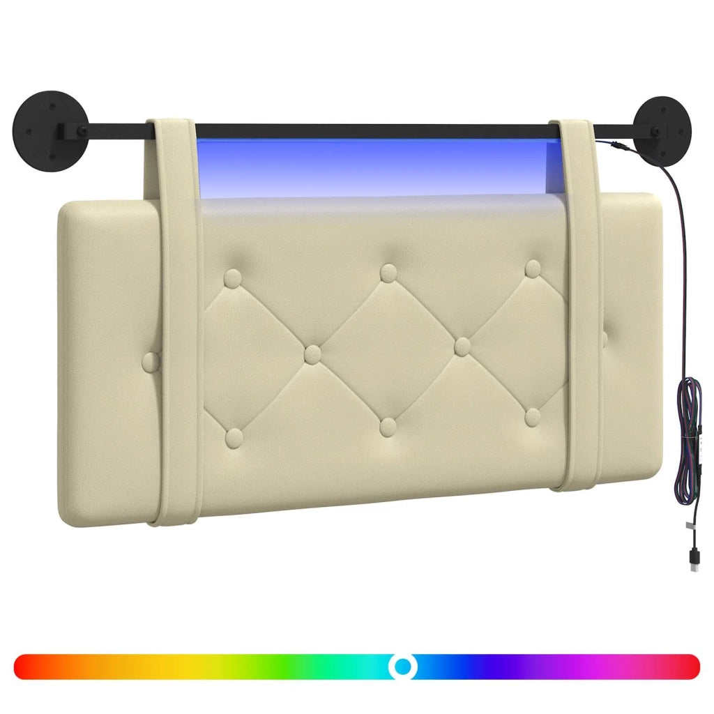 Testiera | Testata sospesa Con luce LED Crema Similpelle