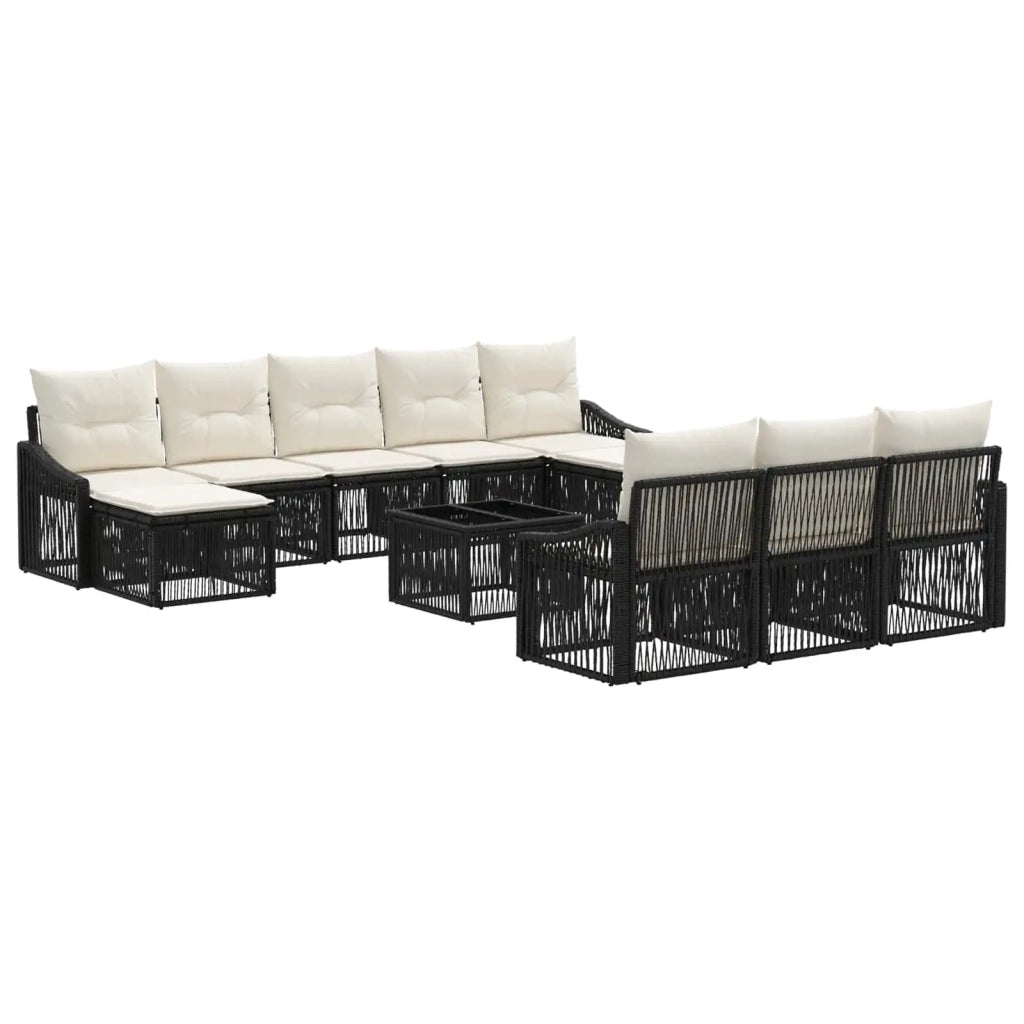 Set Divano da Giardino 11 pz Nero polyrattan 3436141