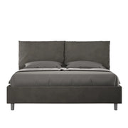 BS COM Letto queen size contenitore imbottito 150x200 microfibra grigio