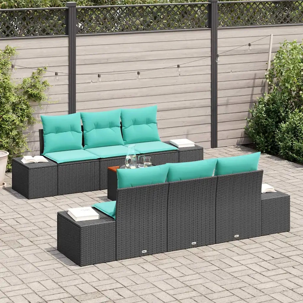 Set Divano da Giardino 7 pz Nero polyrattan 3347907