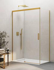 Box doccia THALASSA (BASIC) 1+1 con lato fisso laterale 125x70 cm Oro vetro trasparente