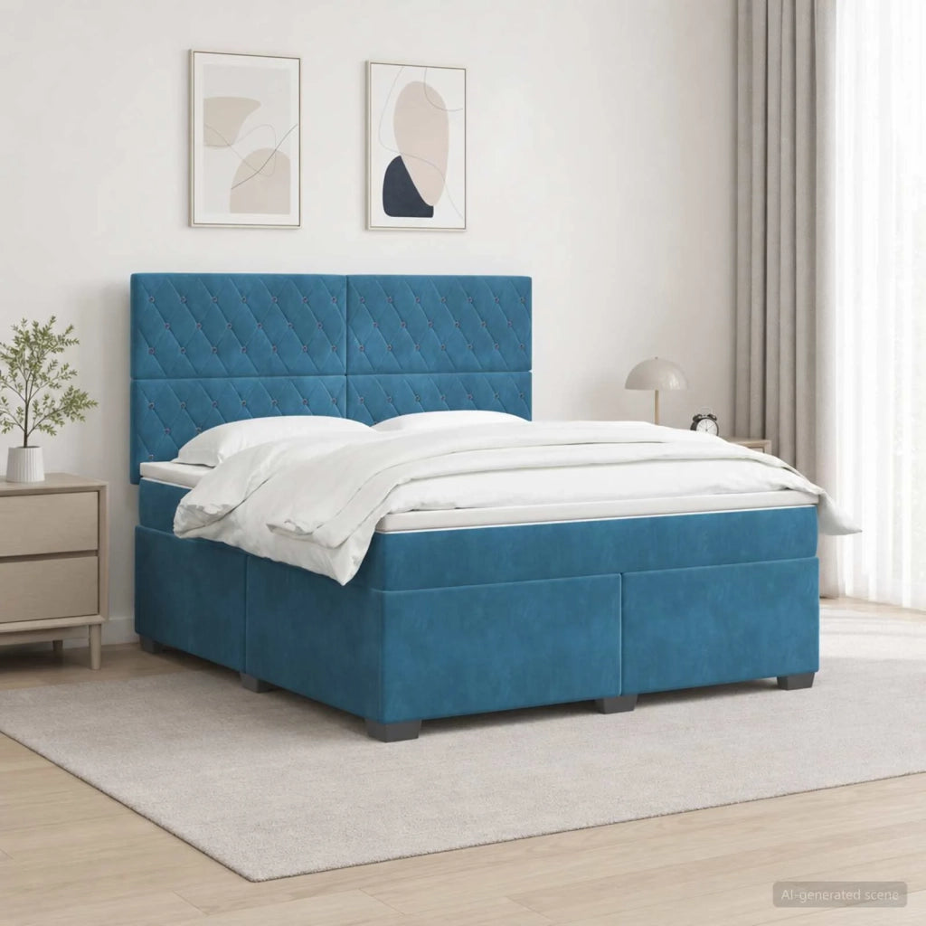 Letto box spring con materasso Blu 180 x 200 cm Velluto 3455154
