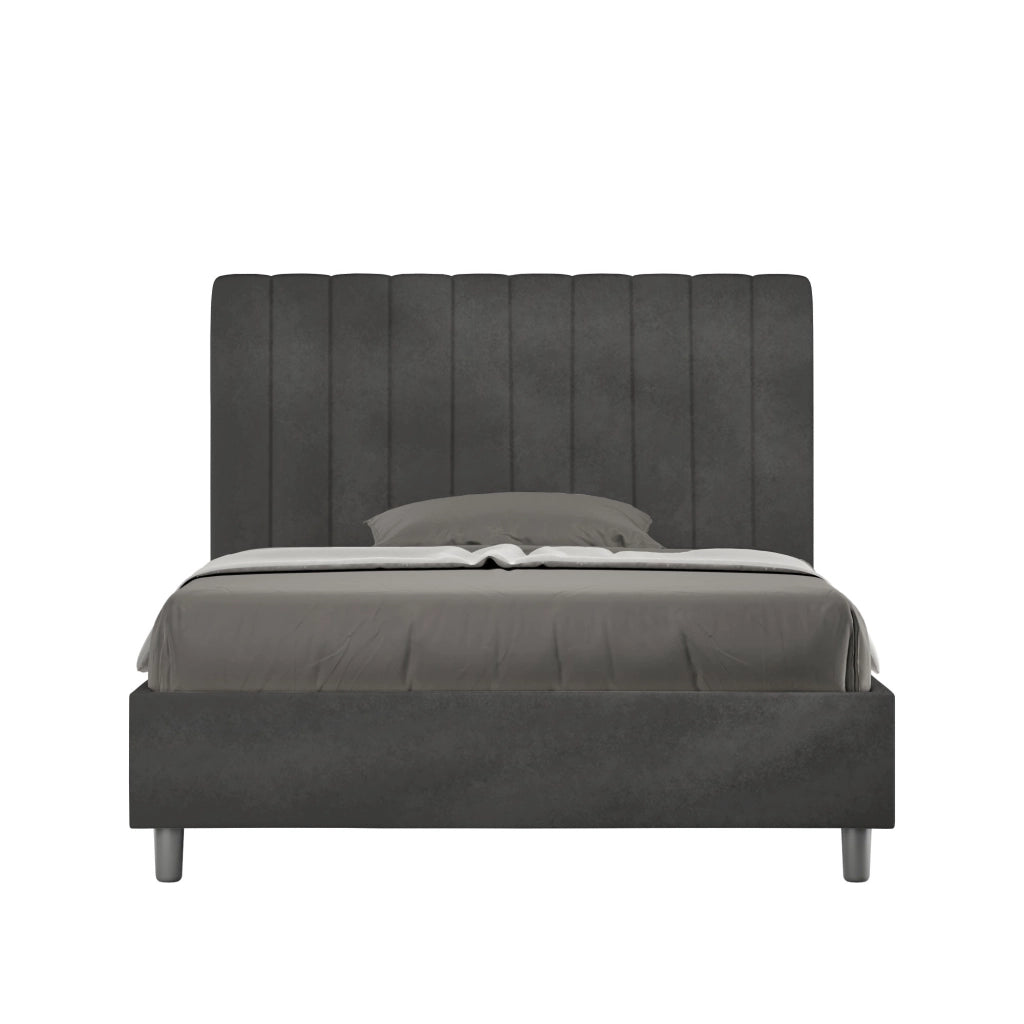 Letto una Piazza e Mezza Imbottito in Microfibra 130x210 Senza Rete Agueda Grigio
