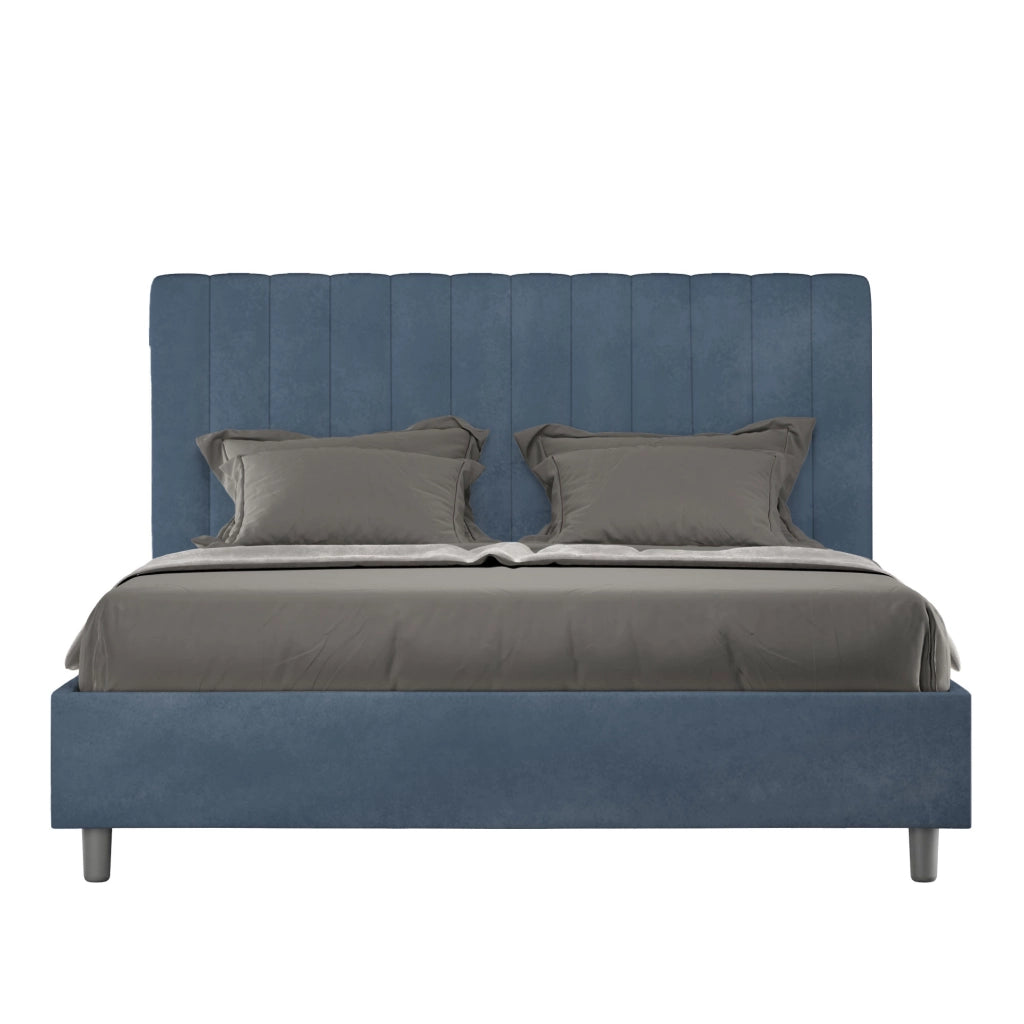 Letto una Piazza e Mezza Imbottito in Microfibra 130x210 Con Rete Agueda Blu