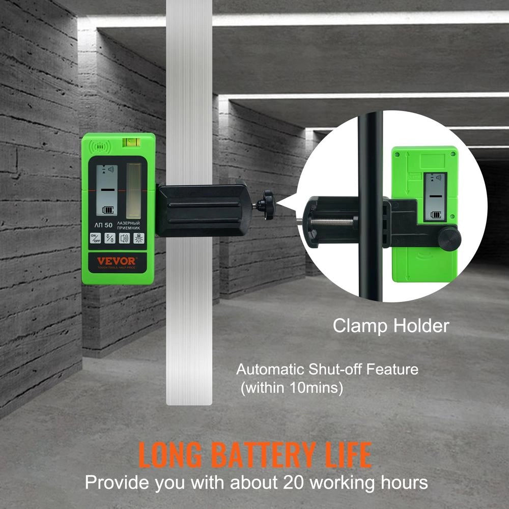 Ricevitore Laser per Livella YAM0186 Campo 60m Raggio Verde Rosso con Morsetto Doppio Display LCD Segnale Acustico Regolabile per Bricolage Fai da Te