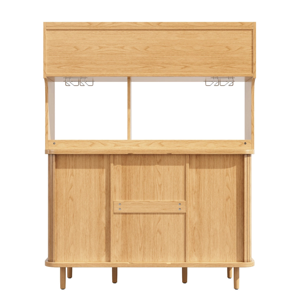 Credenza 140 × 40,5 × 174,5 cm con ante scorrevoli in vetro 3 cassetti effetto rattan MDF metallo effetto legno
