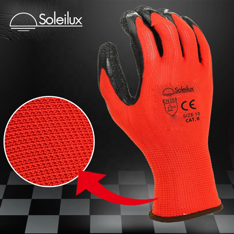 12 Paia Guanti da Lavoro Spalmati in Lattice Zigrinato Certificati EN 388 – Leggeri, Traspiranti, Massimo Comfort e Sensibilità – Presa Antiscivolo con Grip Potenziato TAGLIA: 9