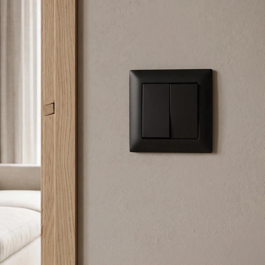 Interruttore Doppio Con Cornice Oste Jnh007-w Black
