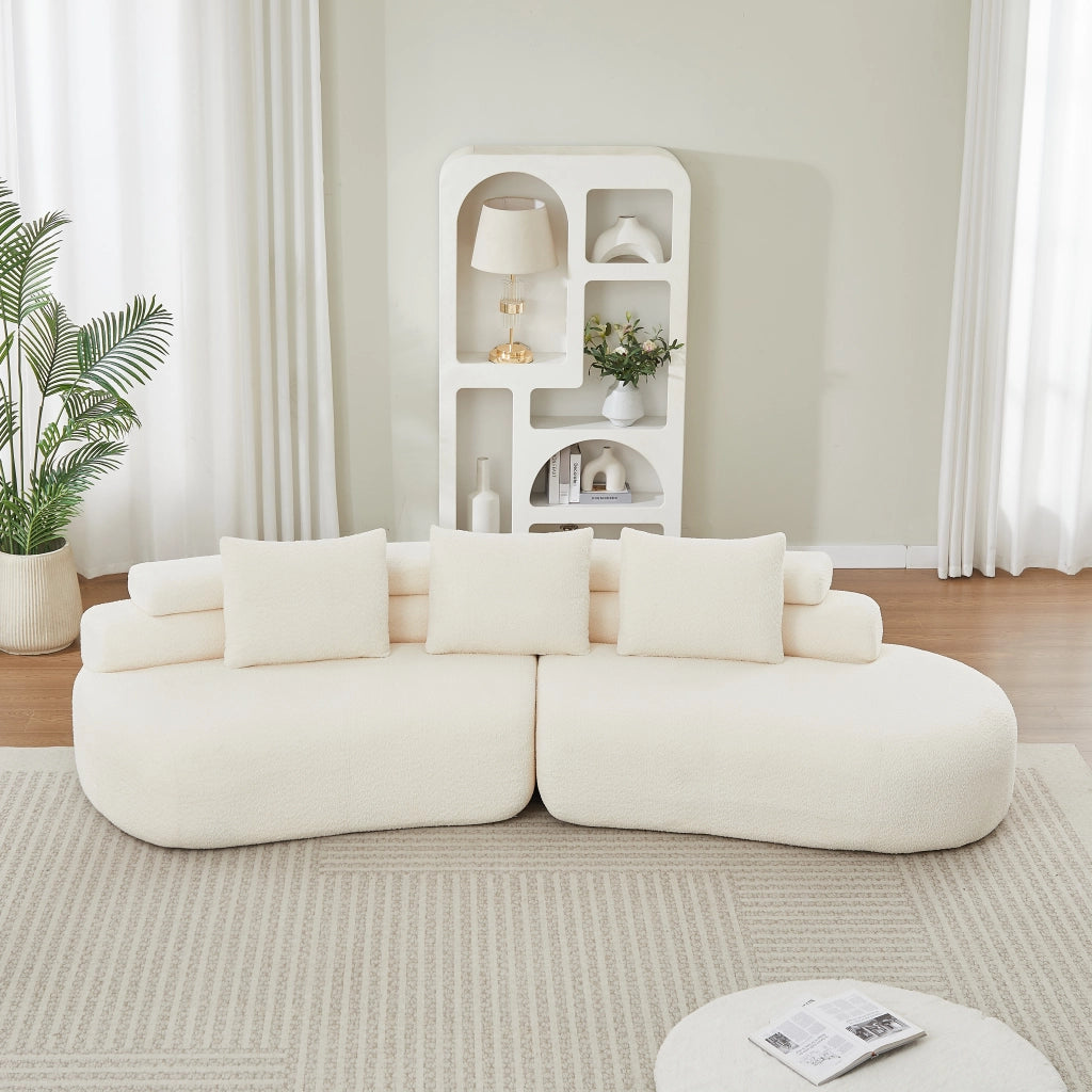 Divano modulare configurabile in ciniglia beige