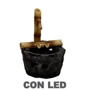 Fontana resina roccia e bambu con led cm 30x33h46