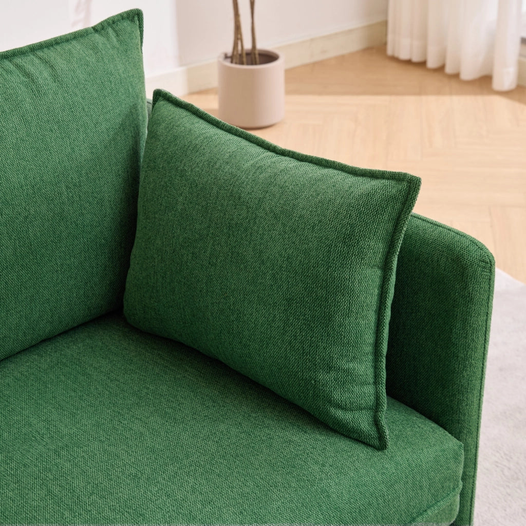 Poltrona modulare con pouf contenitore in velluto verde