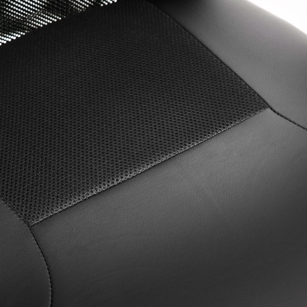 Sedia da ufficio ergonomica con braccioli; altezza regolabile; schienale in rete e rivestimento in similpelle; 66x73x108-118 cm; nera