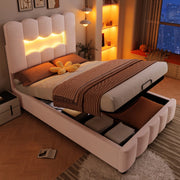 Letto contenitore 180 ¡Á 200 cm idraulico con testiera; LED e prese USB Tipo-C grigio