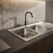 Lavello appoggio in acciaio inox 120 cm due vasche appoggio dx - Cromo