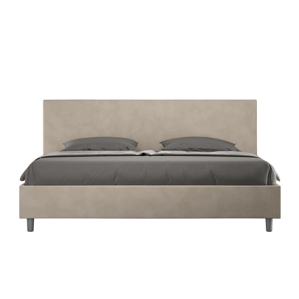 Letto Matrimoniale King Size in Microfibra 180x210 Con Rete Adele Sabbia