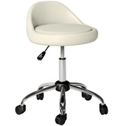 Sgabello da lavoro con ruote girevole 360° regolabile 53-73 cm con schienale rivestimento sintetico bianco per studio officina e casa