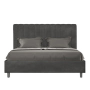 Letto Matrimoniale in Microfibra 150x200 Con Rete Agueda Grigio