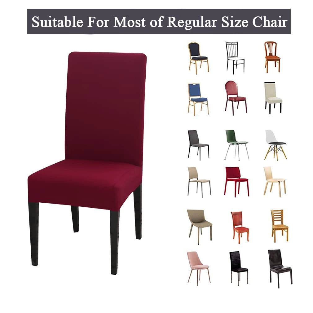 Coprisedie con schienale, 6 pezzi, elasticizzati, color bordeaux