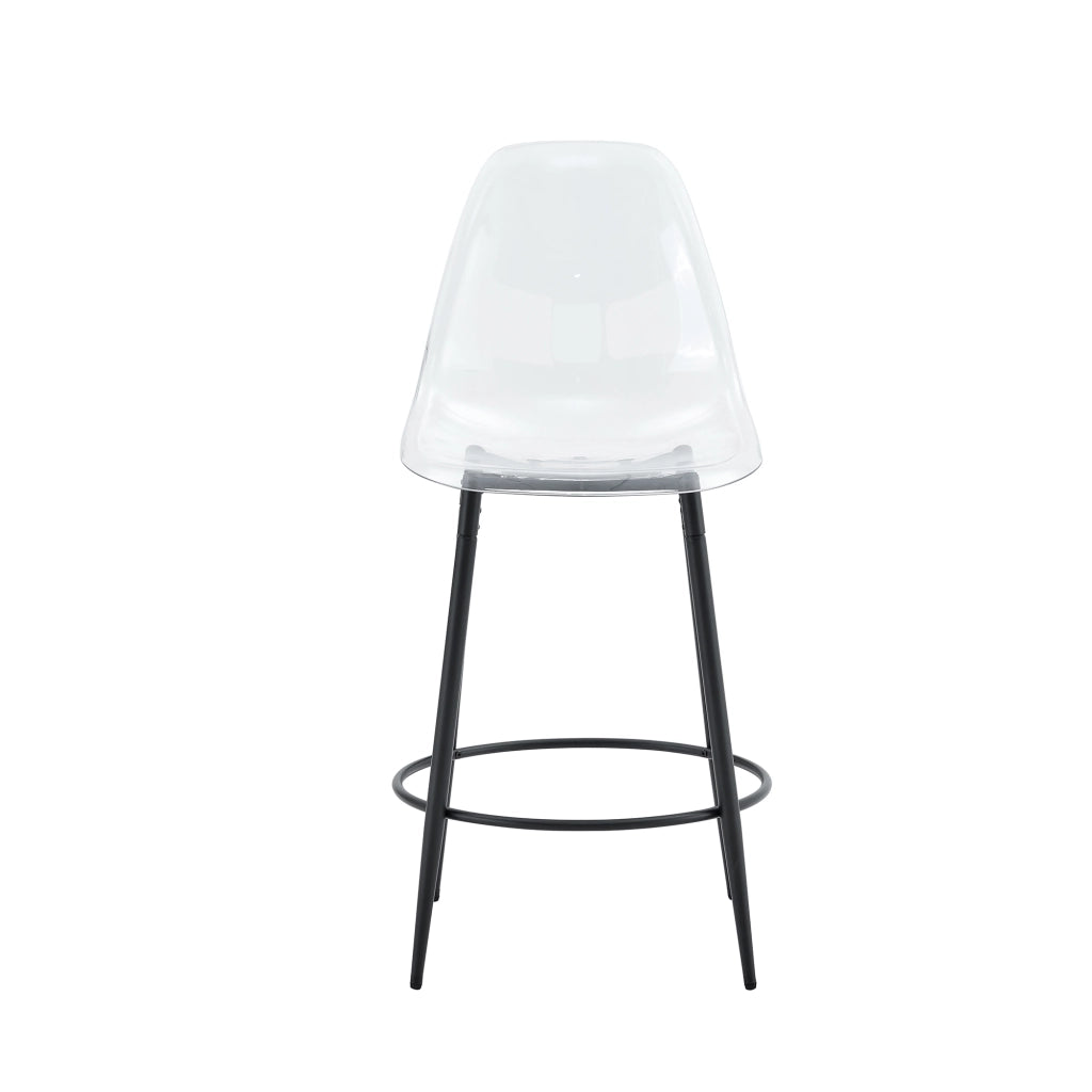 Set da bar 3 pezzi con piano in vetro trasparente; metallo nero e plastica trasparente