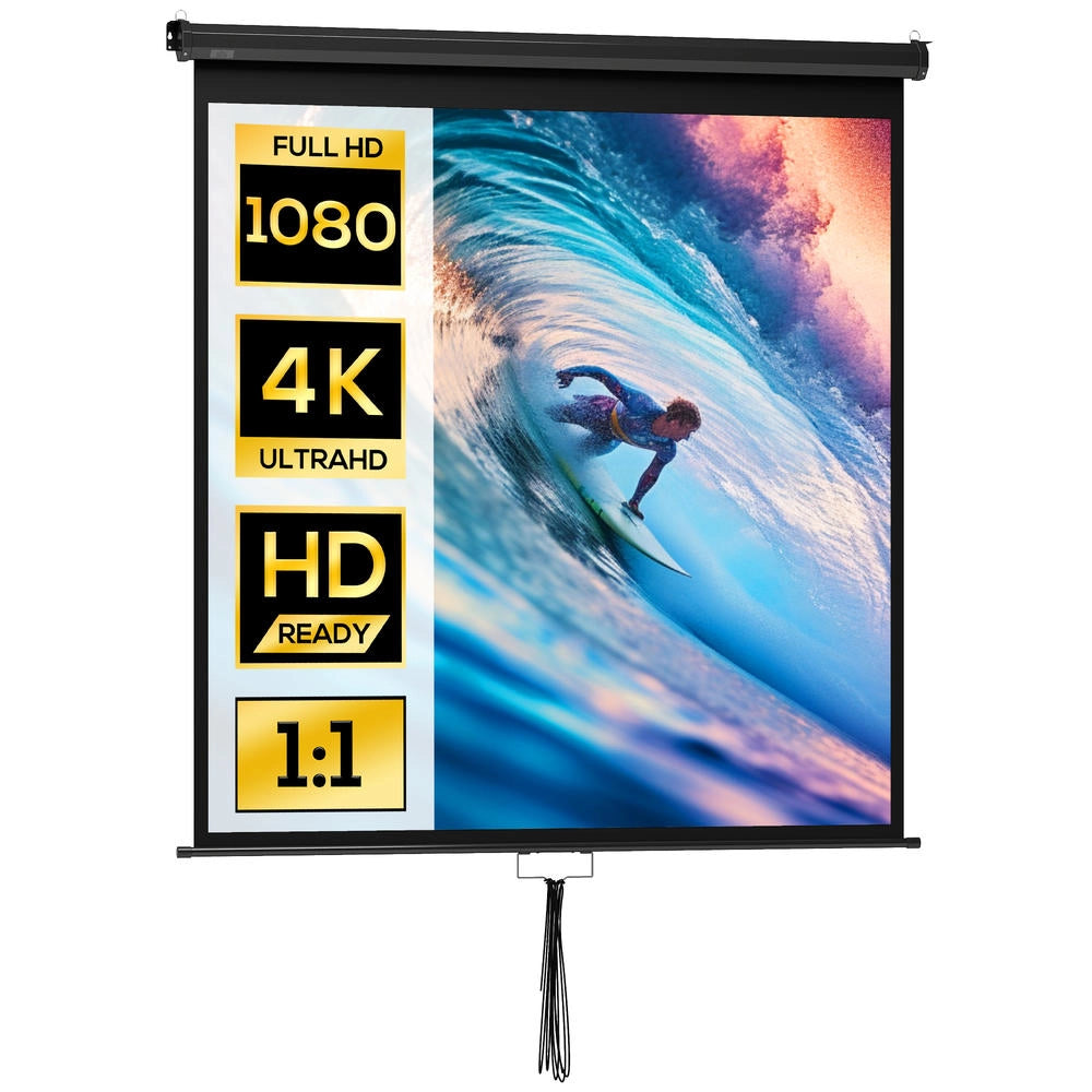 Schermo di proiezione 152 x 152 cm 85 pollici 1:1 per home cinema e ufficio telo proiettore HD 4K facile da montare