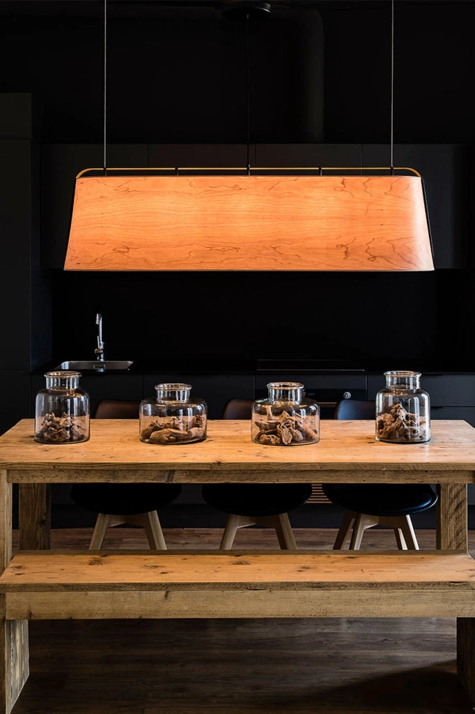 STOOD Lampada sospensione nera et legno