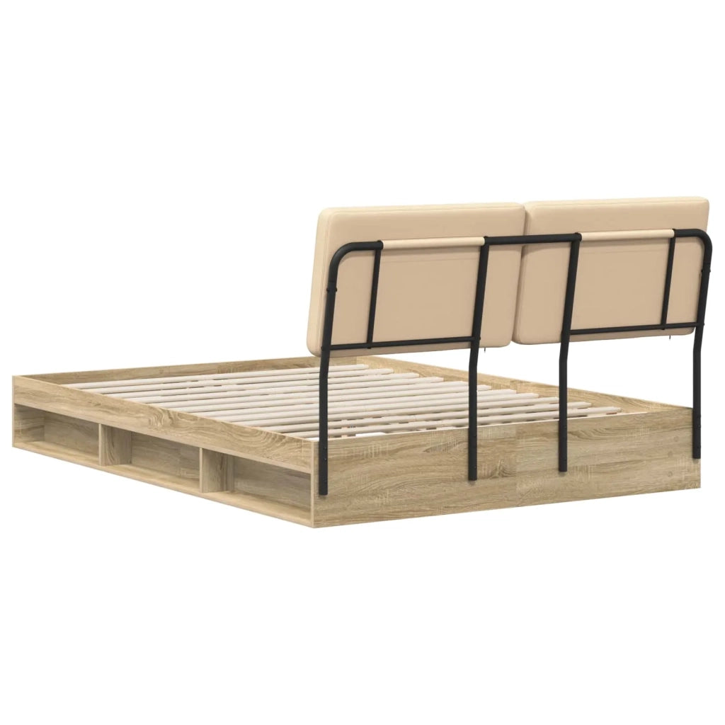 Double Bed with Headboard Rovere Sonoma e crema 120 x 190 cm 3439392