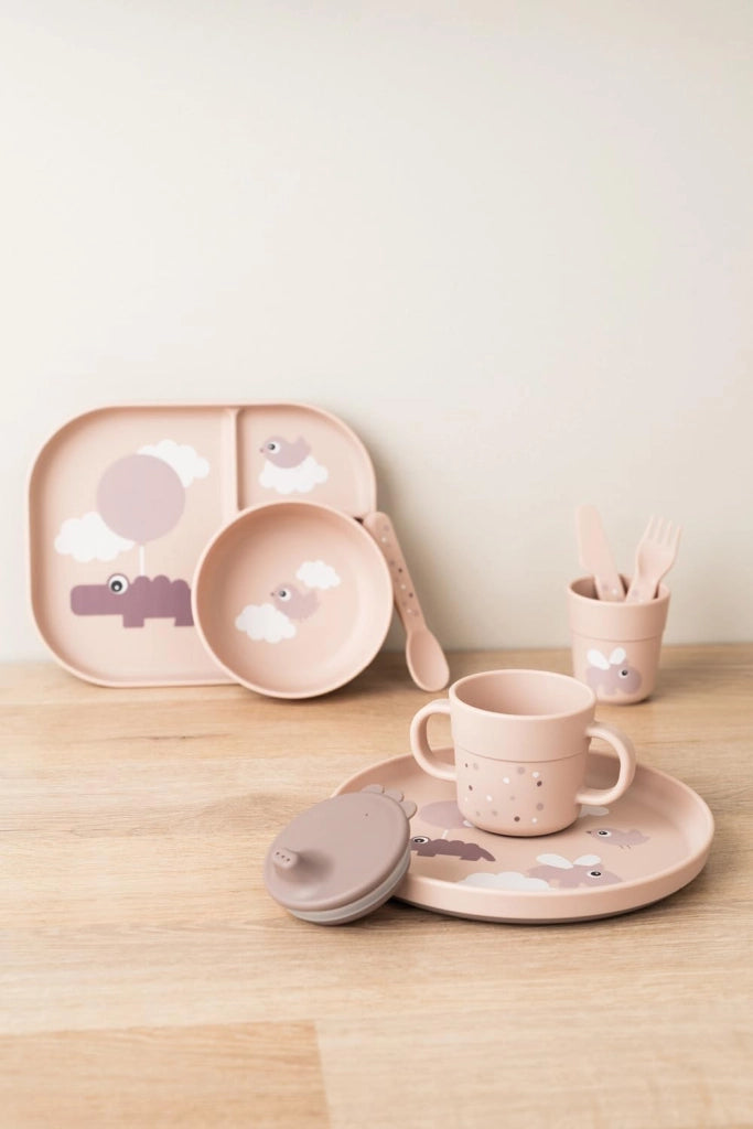 Piatto per bambini con 3 scomparti, antiscivolo, privo di BPA, 22x18 cm