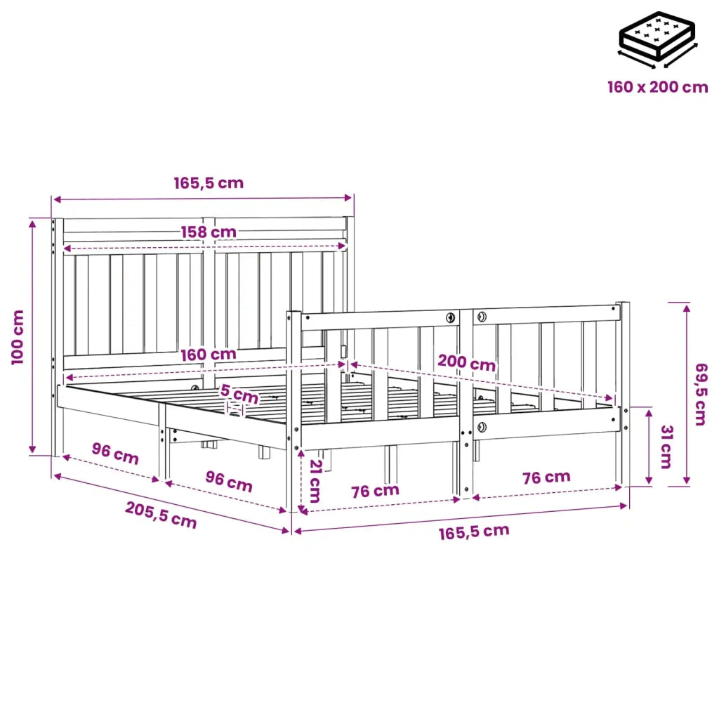 Giroletto in Legno Massello 160x200 cm 3100968