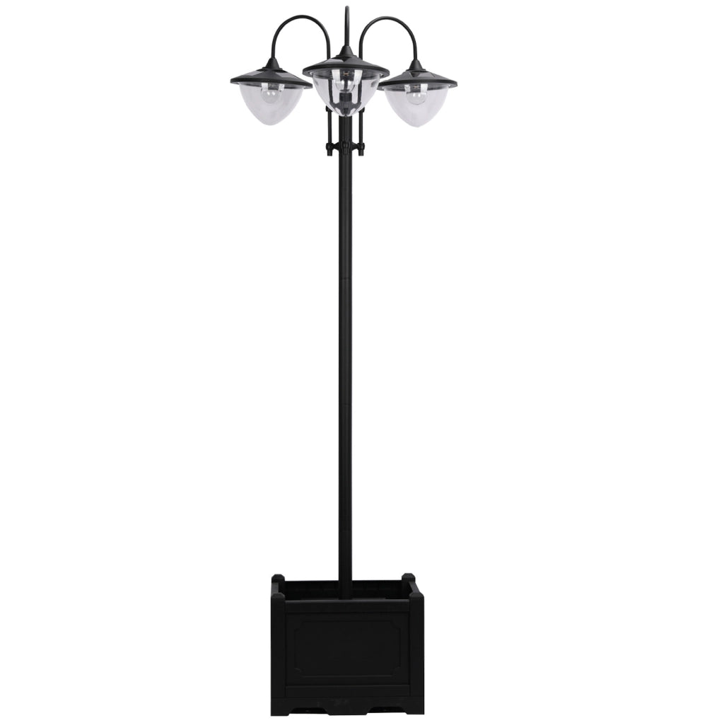 Lanterna solare da esterno a 3 teste 60x55x189 cm in plastica nera IP44