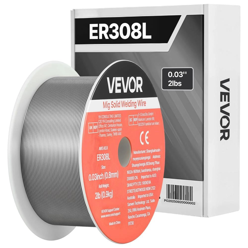 Filo per Saldatura MIG ER308L 0,8 mm 0,9 kg in Acciaio Inox Bobina Solido per Saldatrice Officina Fai da Te