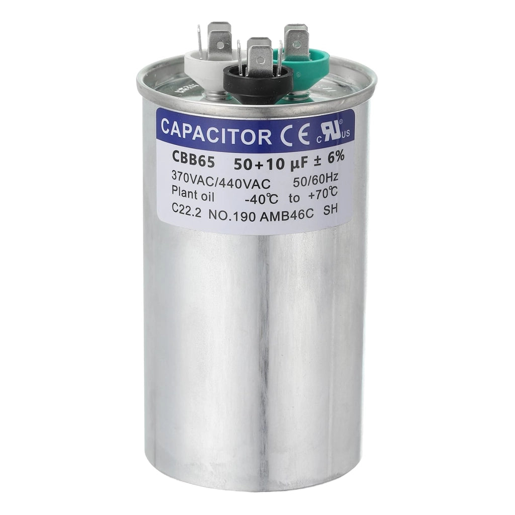 Condensatore di avviamento per motore CBB65, 50+10 µF, 370-440 V AC, alluminio