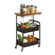 Carrello da cucina a 3 ripiani, carrello mobile, 43x30x77 cm, nero