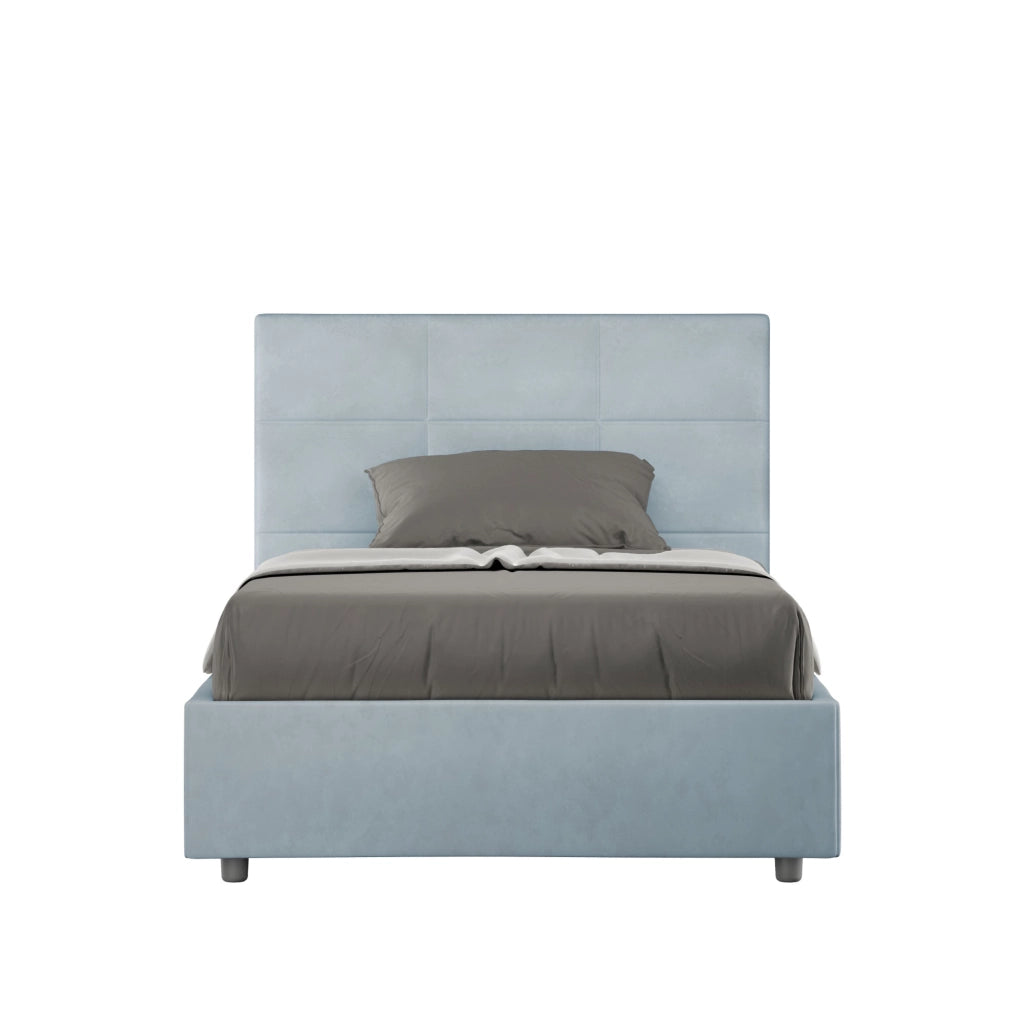 Letto una Piazza e Mezza Imbottito in Microfibra 120x210 Con Rete Mika Azzurro