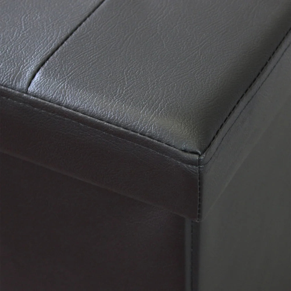 Pouf Contenitore Rettangolare in Ecopelle Harris Nero
