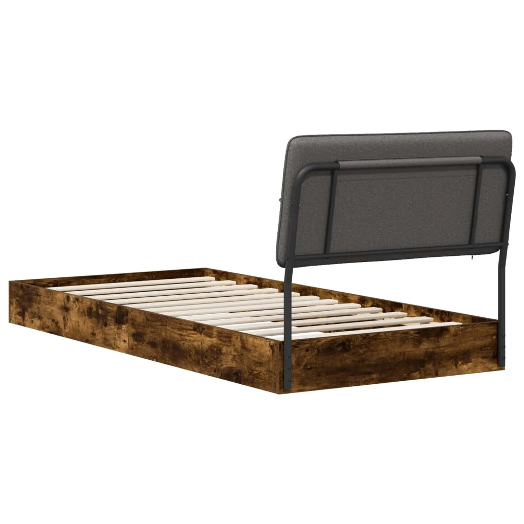 Letto singolo con testiera Rovere affumicato e grigio scuro 8003153