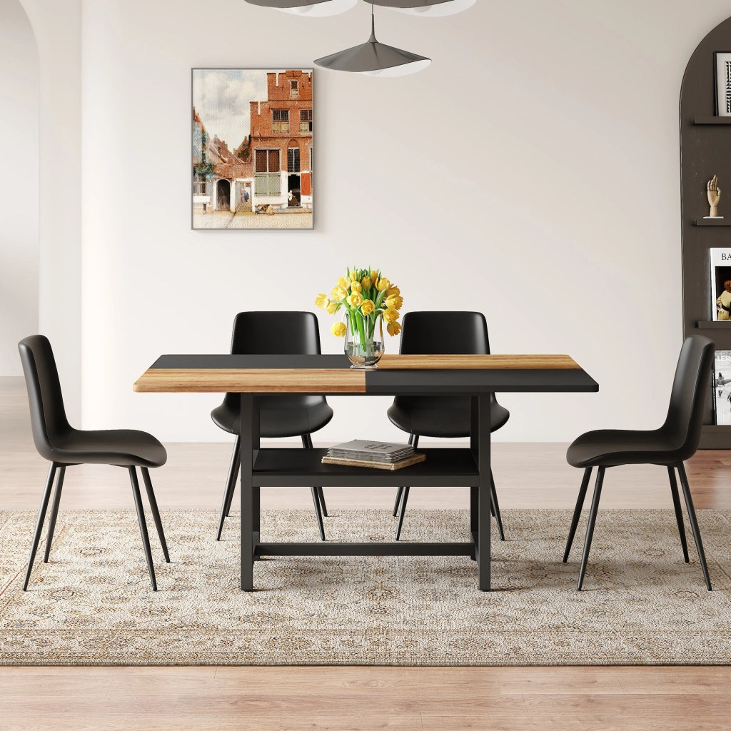 Set da pranzo con ripiano integrato in MDF e metallo marrone e nero