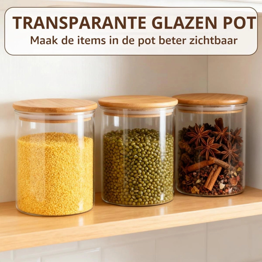 Set da 2 contenitori in vetro da 200 ml con coperchio in bambù