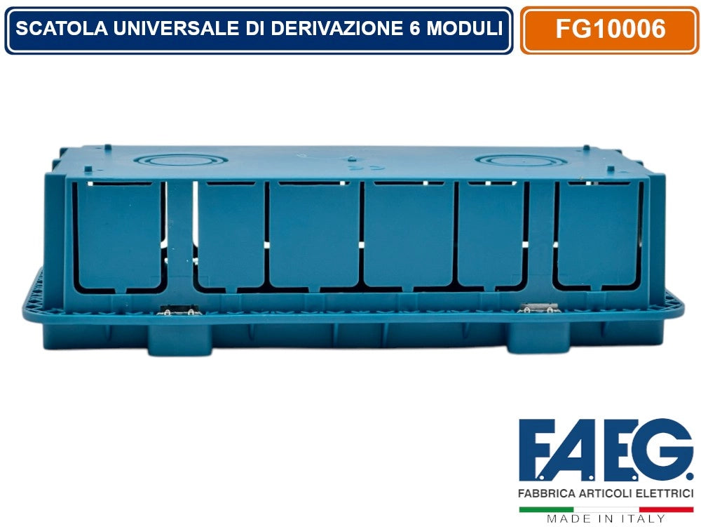 CASSETTA COMBINATA DA INCASSO MURO 6 POSTI MODELLO MAGNUM CON INSERTI IN FERRO ZINCATO FAEG FG10006