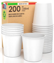 200 bicchieri di carta da 166 ml, ecologici, monouso, Italia