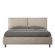 Letto Matrimoniale rivestito in Microfibra 150x210 Con Rete Antea Large Sabbia