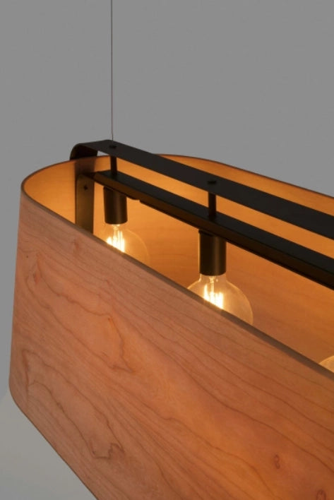 STOOD Lampada sospensione nera et legno