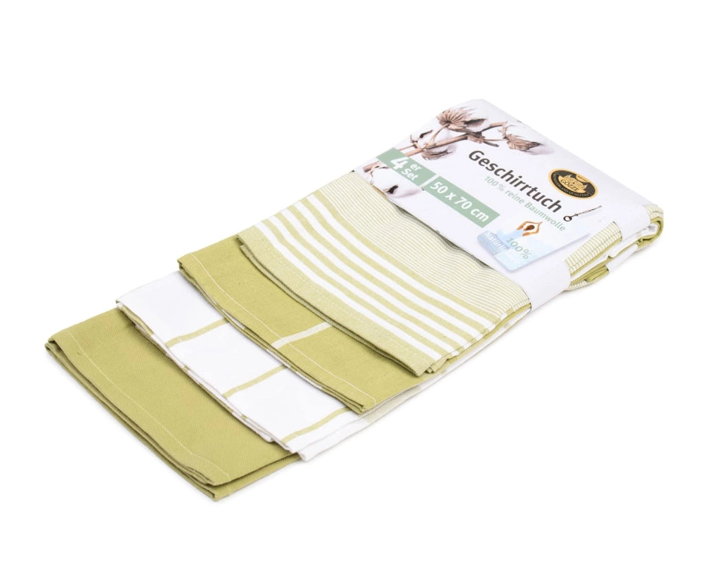 Set di 4 strofinacci, 50x70 cm, 100% cotone, color verde lime