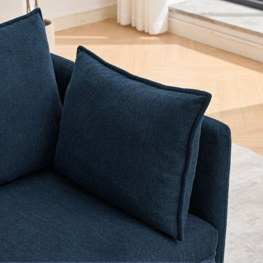 Poltrona con pouf contenitore modulare in velluto Altay blu