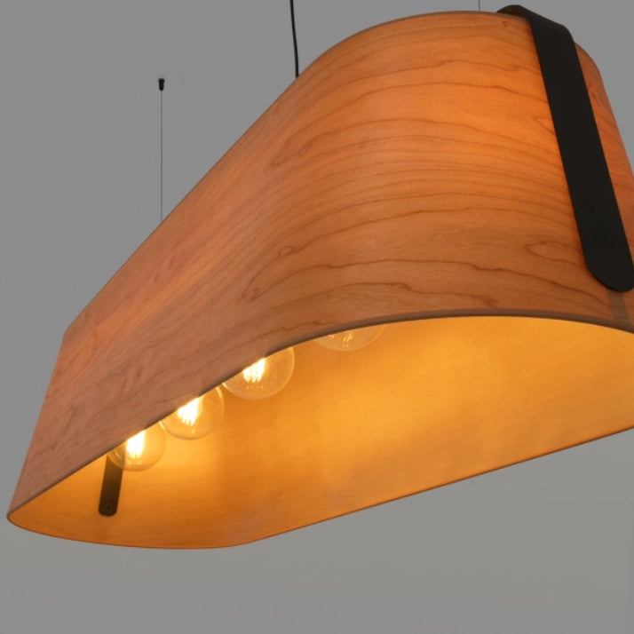 STOOD Lampada sospensione nera et legno