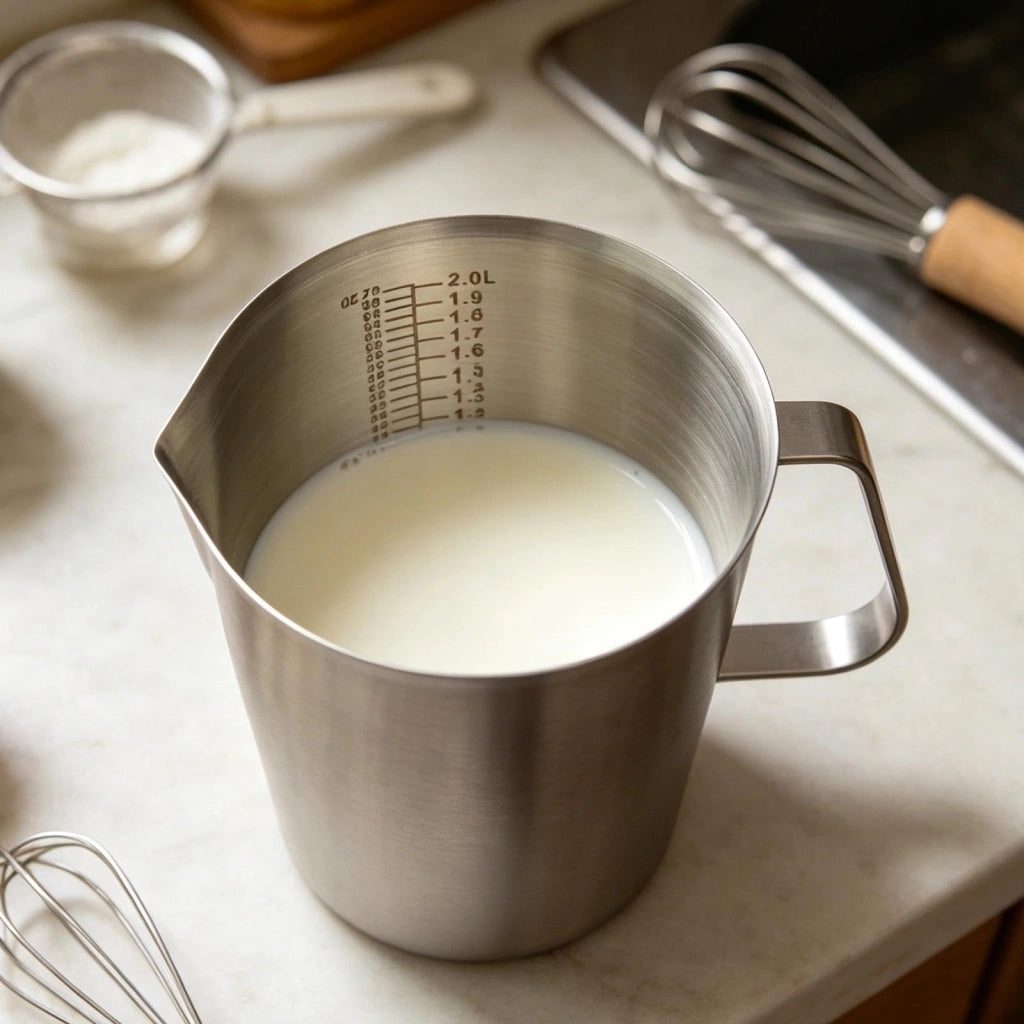 Brocca in acciaio inossidabile da 2000 ml con coperchio e doppia scala