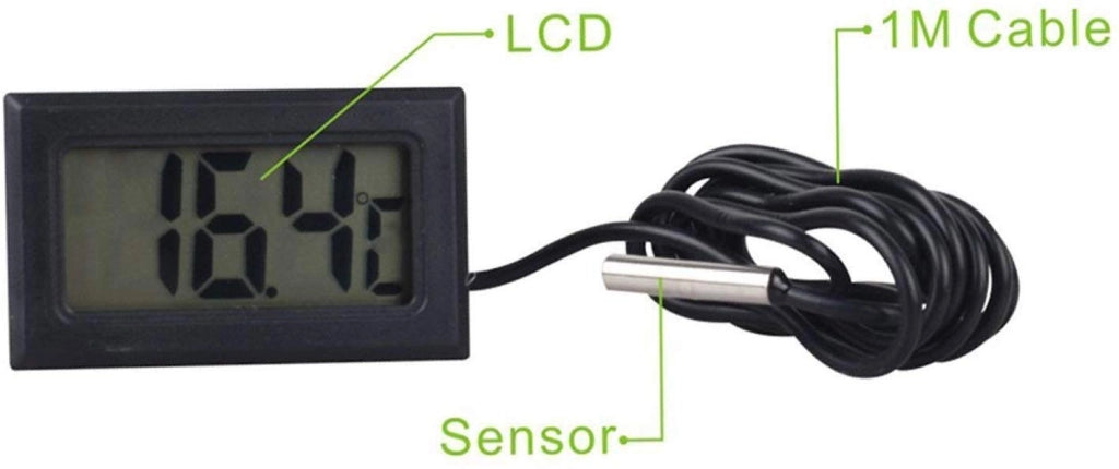 Set di 3 termometri digitali LCD con sonda esterna, colore nero