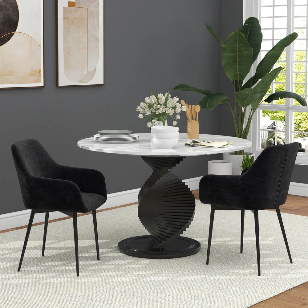 Set 2 Sedie da Pranzo con Braccioli Moderne Poltroncine Imbottite Tessuto Effetto Velluto Gambe in Acciaio per Soggiorno 54x57x80cm Nero