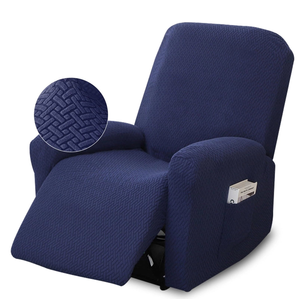Set di 4 coperture per poltrona relax, colore blu navy, elasticizzate